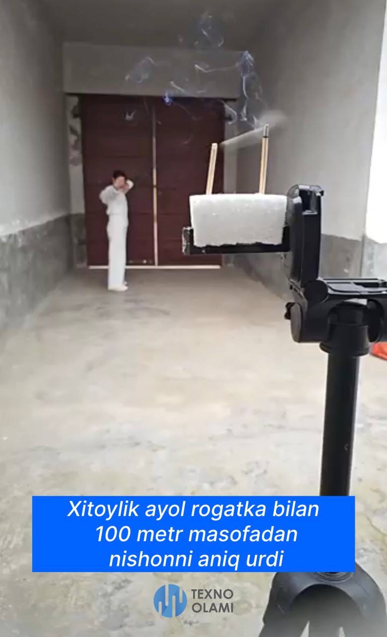 Chinese woman hits target with slingshot from 100 meters