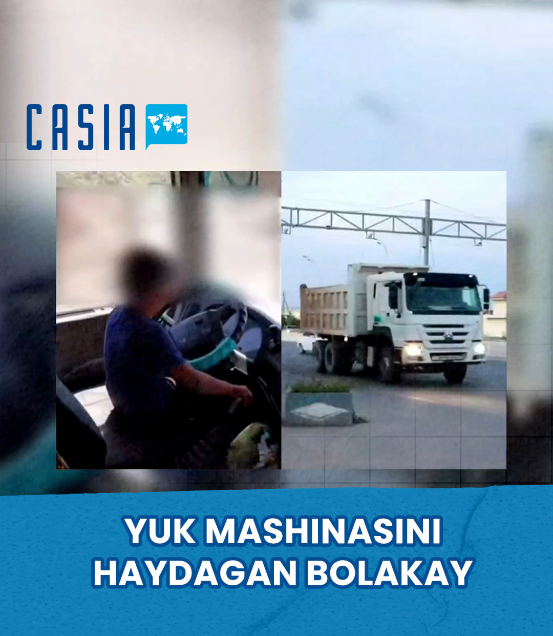 7-year-old boy drives a truck