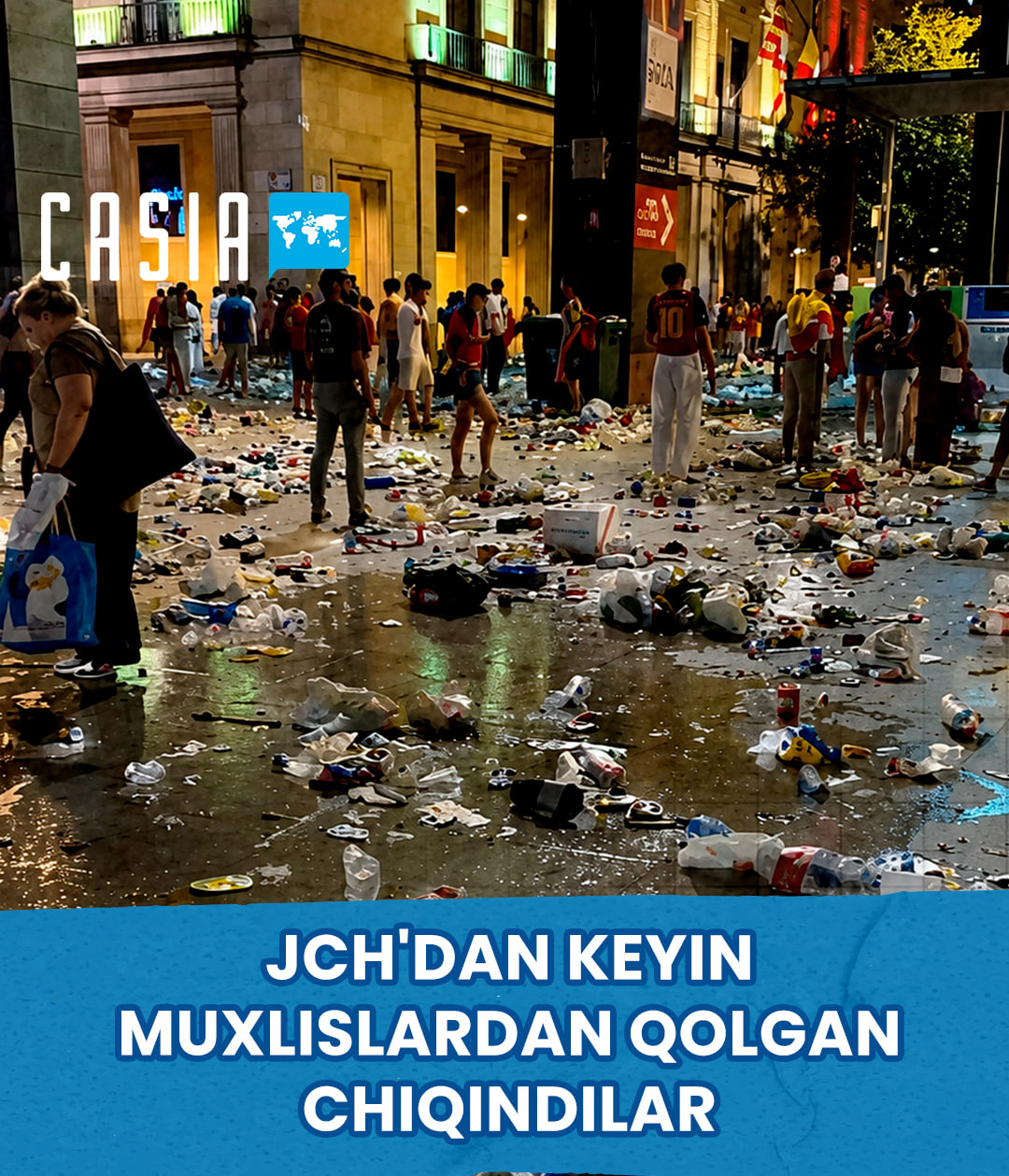Public squares filled with litter after the FIFA World Cup