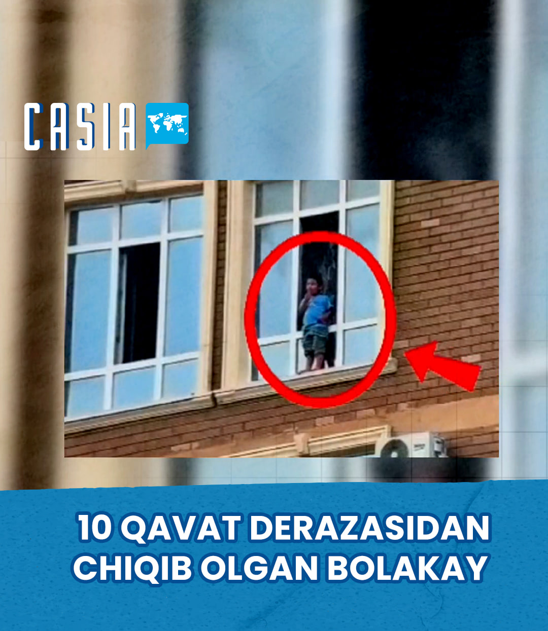 Child rescued after climbing outside a 10th-floor window