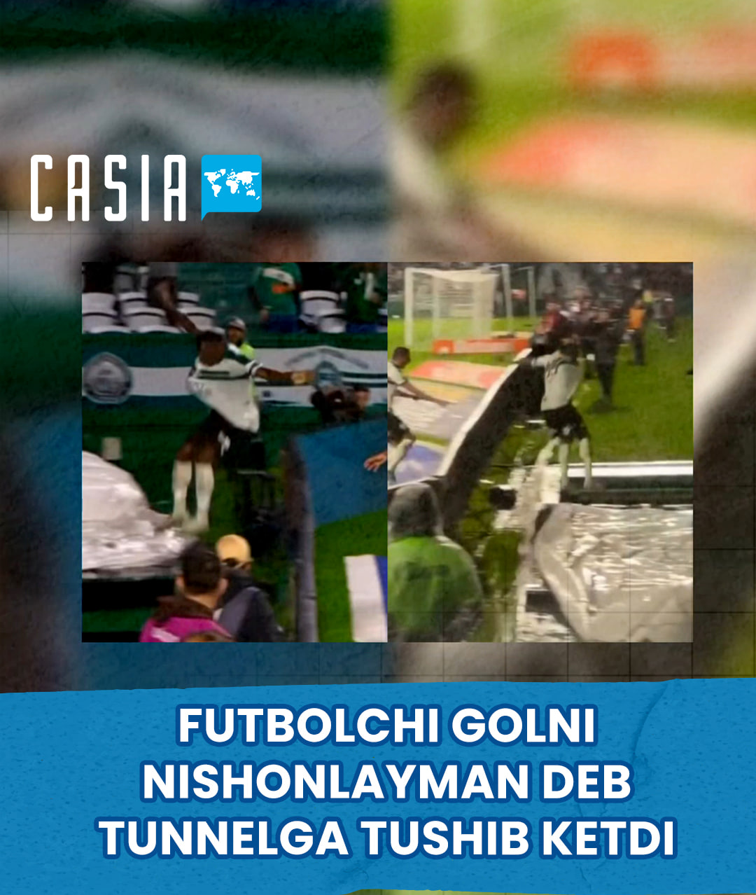 Brazilian footballer falls into tunnel while celebrating a goal