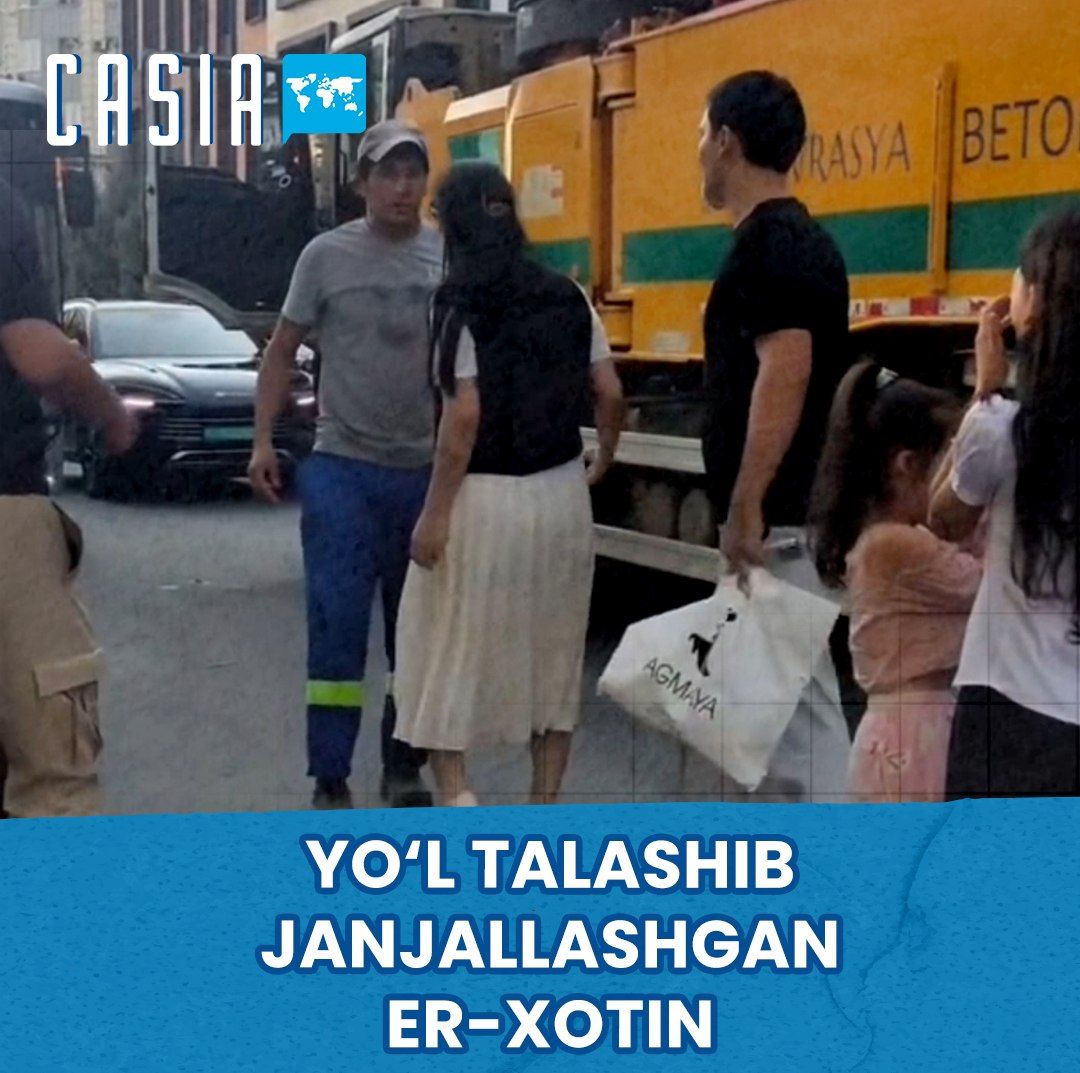 Husband and wife argue with driver over right of way in Tashkent