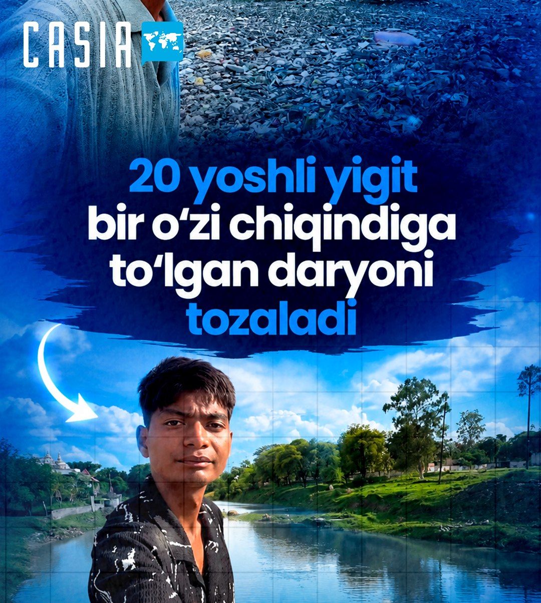 20-year-old man in India cleans a garbage-filled river single-handedly
