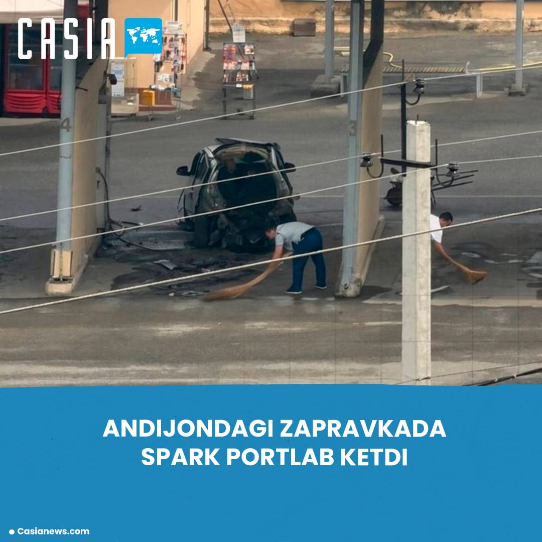 Spark explodes while being refueled with gas in Andijan