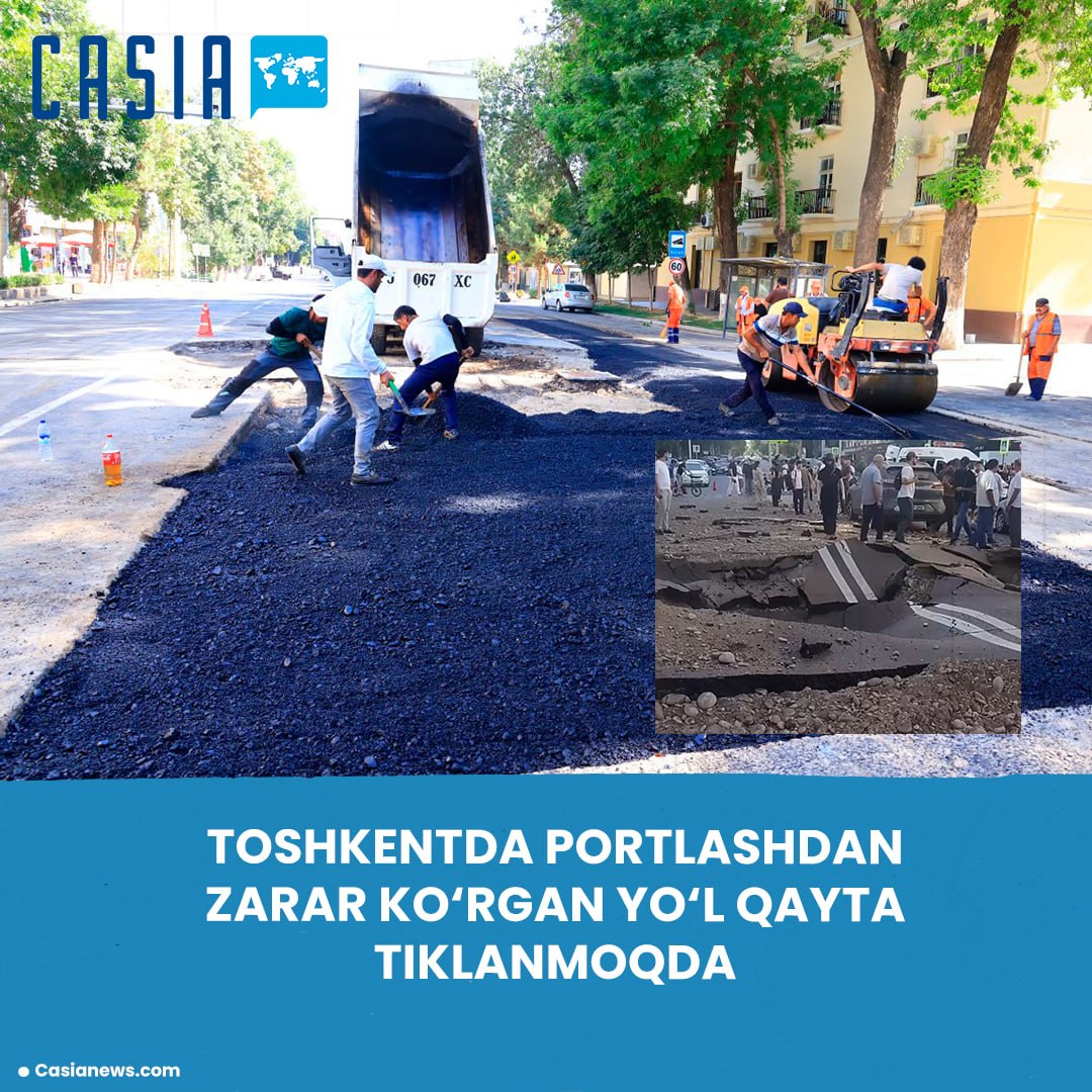 Road restoration works begin after explosion on Glinka Street