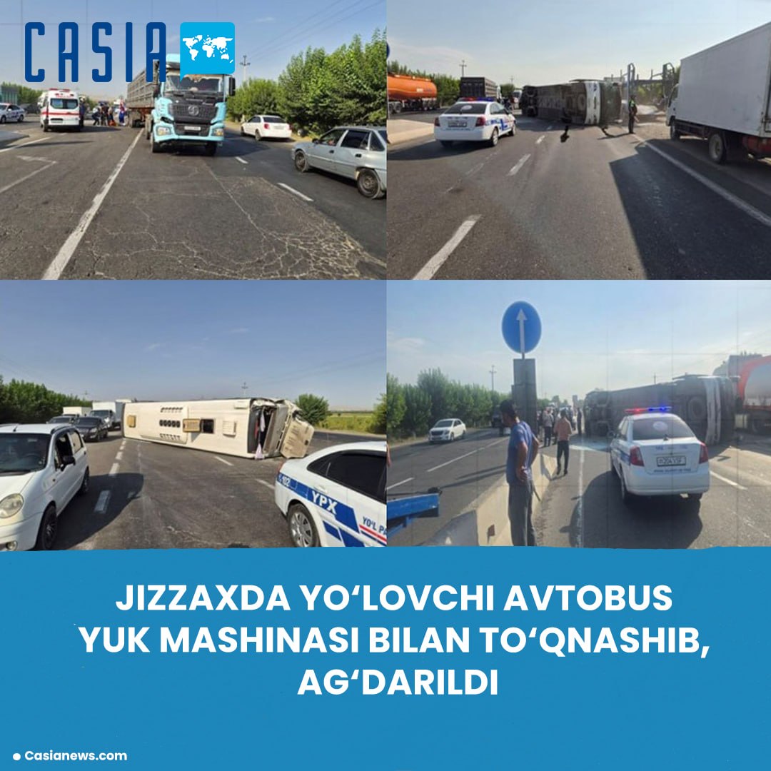 Bus and Truck Collide in Jizzakh