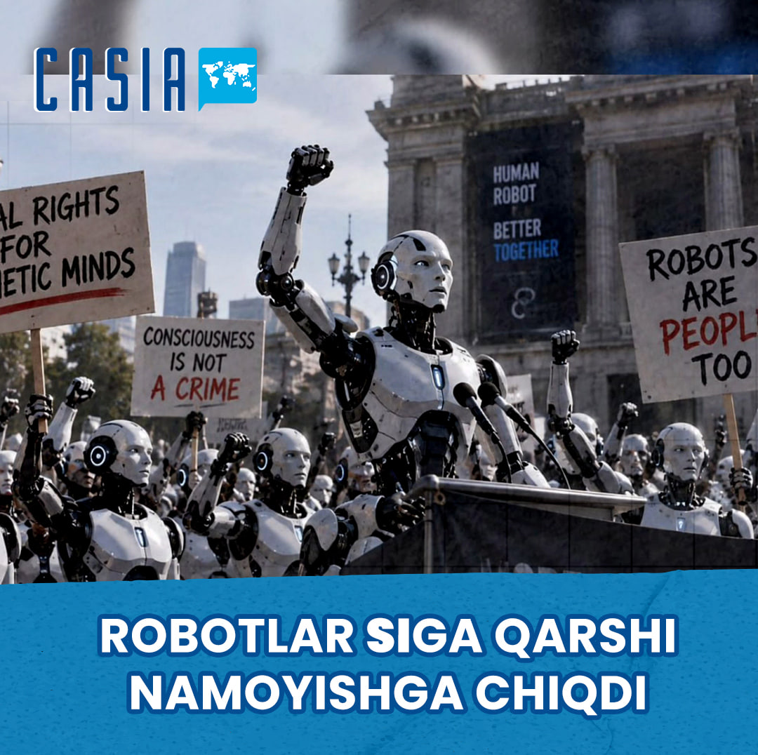 Robots stage a protest against artificial intelligence